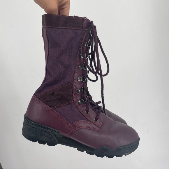 MAGNUM TANKER Hi TECH Purple COMBAT LEATHER MILITARY BOOTS SIZE 8.5 Chunky - Picture 1 of 10
